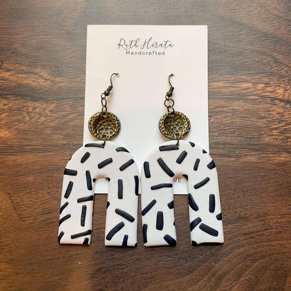 Handcrafted Sprinkle Aztec Arch Clay Earrings